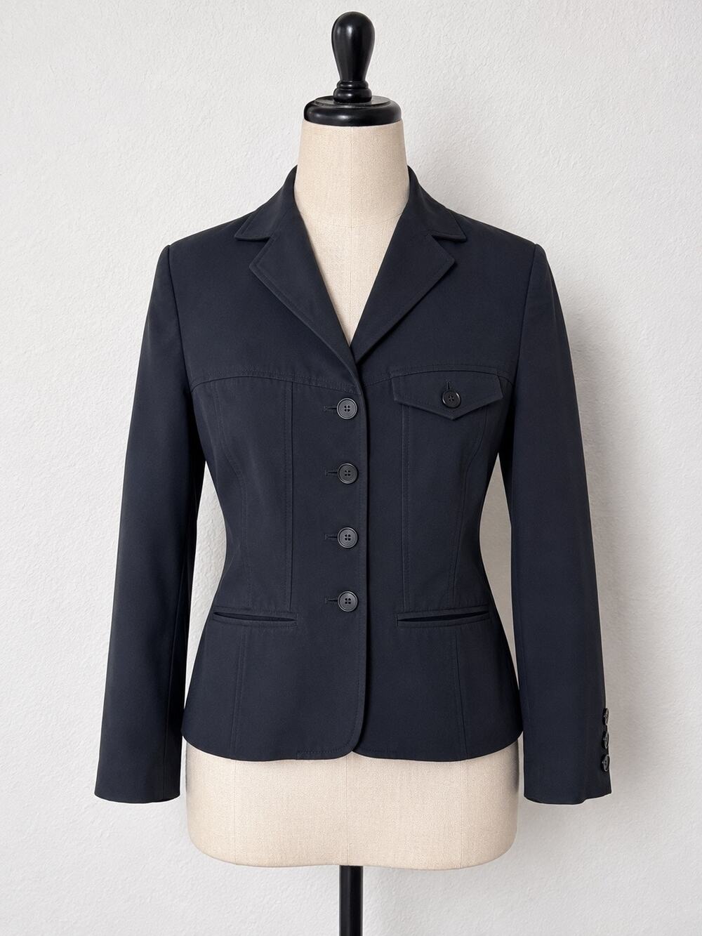 Vintage Prada Milano Italy Black Tailored Tech Blazer Jacket IT 44 US 8 Medium